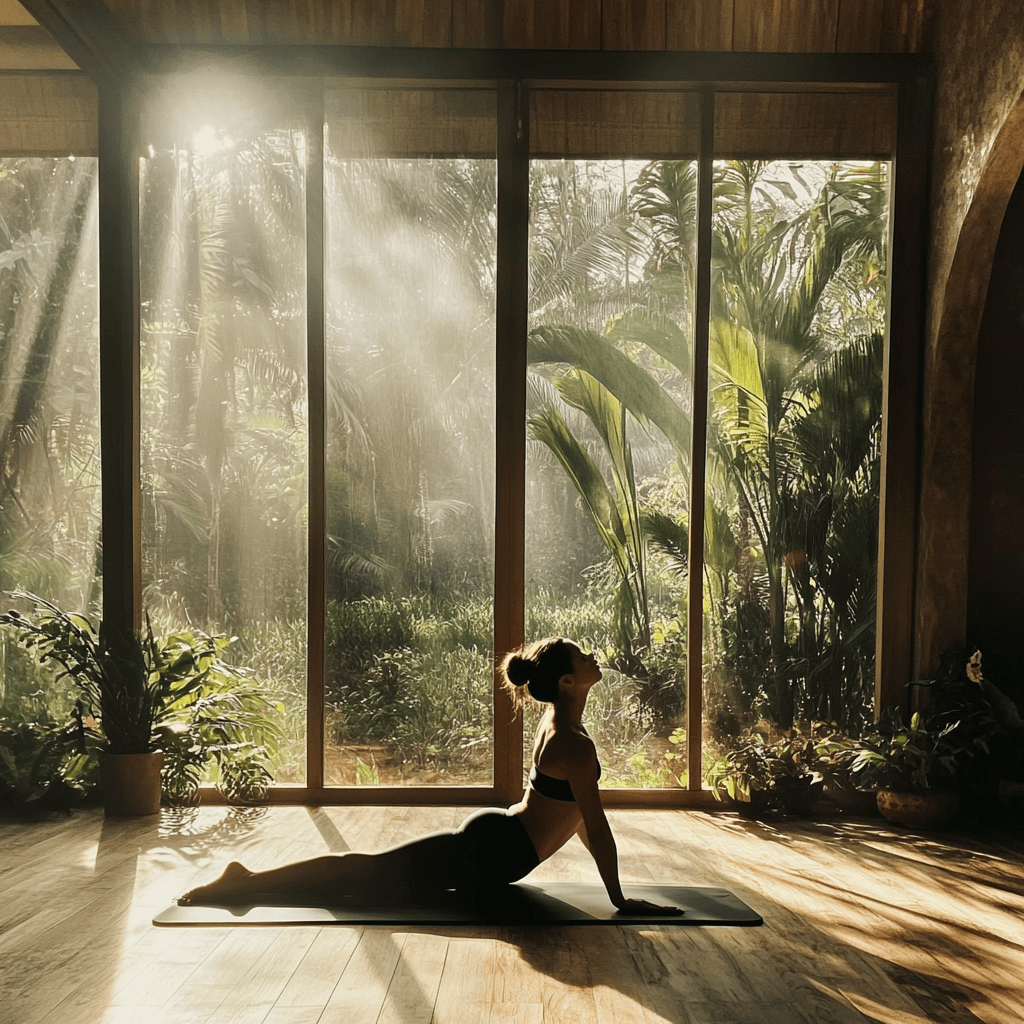 body awareness, woman practicing yoga